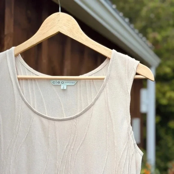 Cleo Petites tank - cream - seamed pattern detail - M - Picture 3 of 5